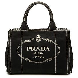 Black Prada Small Canvas Canapa Logo Tote Satchel
