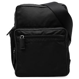 Black Prada Tessuto Zip Top Crossbody