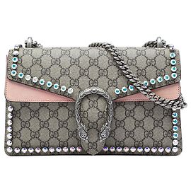 Borsa a tracolla Gucci Dionysus Medium GG Supreme con cristalli, Beige