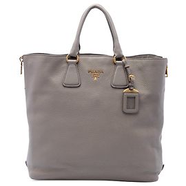 Bolso Tote Prada Vitello Daino con cremallera lateral, Gris