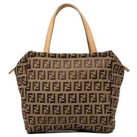 Borsa a mano Fendi Mini Zucchino in tela beige
