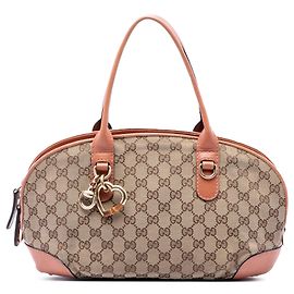 Bolso Satchel Gucci GG Canvas Heart Bit Beige