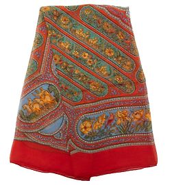 Lenço de Seda Hermès Qalamdan Laranja 90