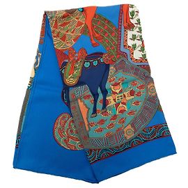 Carré en soie Hermès Art des Steppes Bleu 90 Scarves