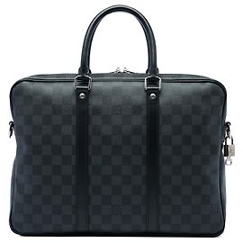 Bolso de Negocios Louis Vuitton Damier Graphite Porte Documents Voyage PM Negro