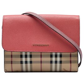 Borsa a tracolla Loxley Burberry in tela rivestita Haymarket Check e vitello beige