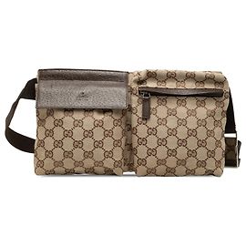 Borsa cintura Gucci GG Canvas beige con doppia tasca
