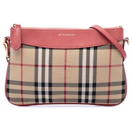 Bolsa Tiracolo Burberry Haymarket Check Peyton em Nylon Bege