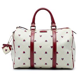 Gucci Medium GG Supreme Hearts Joy Boston Bag Weiß