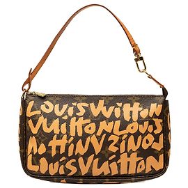 Louis Vuitton Stephen Sprouse Monogram Graffiti Pochette Accessoires Schultertasche Braun