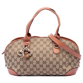 Bolso Satchel Gucci GG Canvas Heart Bit Beige