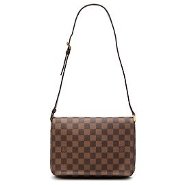 Sac à épaule Louis Vuitton Damier Ebene Musette Tango à courte bandoulière, Marron