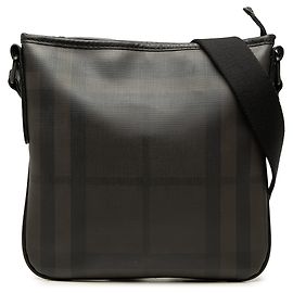 Brown Burberry Smoke Check Coated Canvas Beckley Crossbody