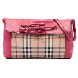 Borsa a tracolla Leah Burberry Haymarket Check in tela rivestita rossa