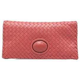 Bottega Veneta Nappa Intrecciato Clutch mit Drehverschluss Rosa