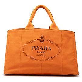 Bolsa Tote Satchel Prada Large Canvas Canapa Logo Laranja