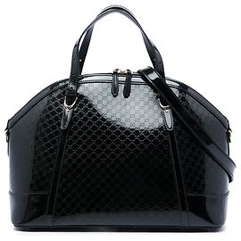 Black Gucci Large Microguccissima Patent Nice Dome Satchel