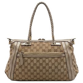 Borsa Satchel Gucci GG Canvas Bella Beige