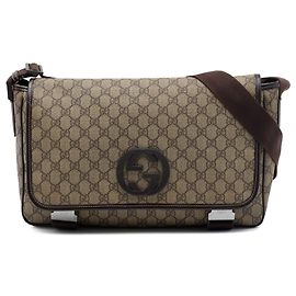 Borsa a tracolla Gucci GG Supreme Interlocking G beige
