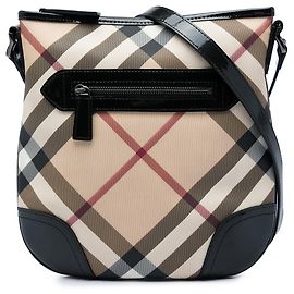 Borsa a tracolla Burberry Dryden in tela rivestita Supernova Check beige