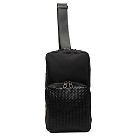 Borsa Sling Bottega Veneta in tela e Nappa Intrecciato nera