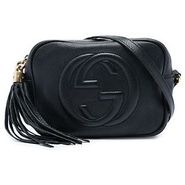 Borsa a tracolla Soho Disco Gucci in pelle di vitello nera