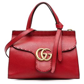 Mala Gucci Small GG Marmont em pele de vitelo vermelha com pega superior