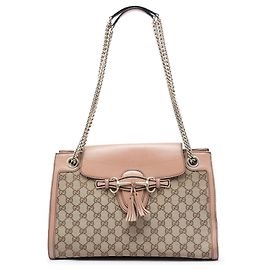 Gucci Emily Large Schultertasche aus GG Canvas in Beige