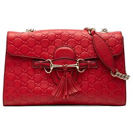 Gucci Emily Guccissima Schultertasche Medium Rot