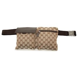Borsa a cintura Gucci GG Canvas beige con doppia tasca