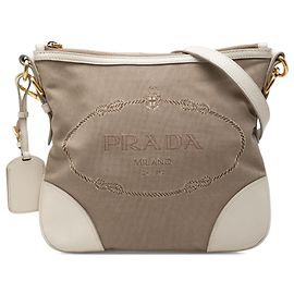 Bolso bandolera Prada de lona Canapa logo beige