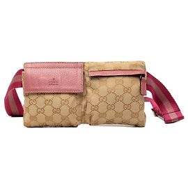 Borsa cintura Gucci GG Canvas Web beige con doppia tasca