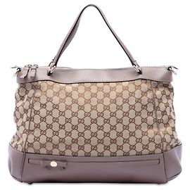 Borsa Satchel Gucci Mayfair in tela GG beige