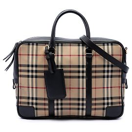 Borsa business Burberry Haymarket Check in nylon beige