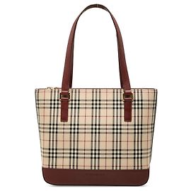 Sac cabas Burberry House Check en toile beige