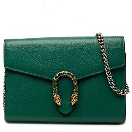 Bolsa Tiracolo Dionysus Gucci em Pele de Bezerro Verde com Carteira e Corrente