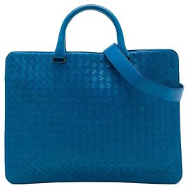 Borsetta Business Bottega Veneta in Nappa Intrecciato Blu