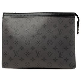 Bolso de mano Louis Vuitton Monogram Eclipse Reverse Pochette Voyage MM Gris