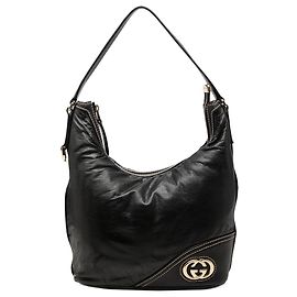 Borsa a tracolla Gucci New Britt in pelle di vitello nera