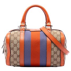 Borsa Boston Satchel Gucci Small GG Canvas Web beige