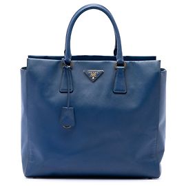 Sac cabas convertible ouvert Prada Saffiano Lux bleu