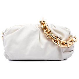 Bolso de hombro Chain Pouch Bottega Veneta de piel de cordero blanco