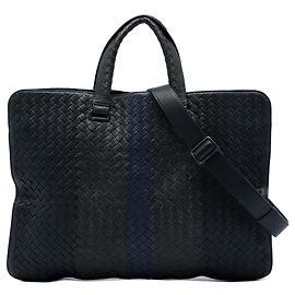 Borsa Business Bottega Veneta Club Fume in Nappa Intrecciato Black