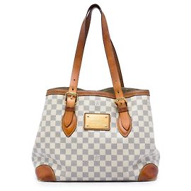 Louis Vuitton Damier Azur Hampstead MM Tote Bag Weiß