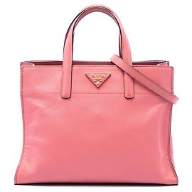 Borsa Tote Satchel Prada Saffiano Soft a tre tasche, Rosa