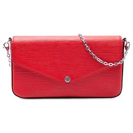 Red Louis Vuitton Epi Pochette Felicie Crossbody Bag