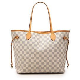Louis Vuitton Damier Azur Neverfull MM Tote Bag weiß