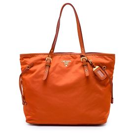 Sac cabas Prada en Tessuto avec bordures en Saffiano Orange