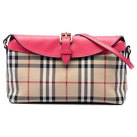 Borsa a tracolla Burberry Haymarket Check Canvas Leah Rosa