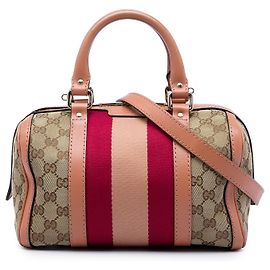 Borsa Satchel Gucci Small GG Canvas Web Beige